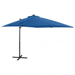 Umbrelă suspendată cu stâlp și LED-uri, albastru azuriu, 250 cm - Img 1