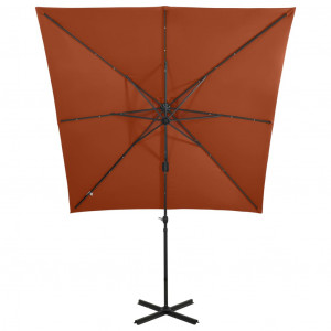 Umbrelă suspendată cu stâlp și LED-uri, cărămiziu, 250 cm - Img 8