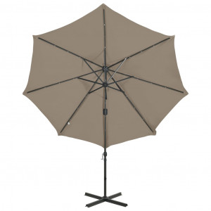 Umbrelă suspendată cu stâlp și LED-uri, gri taupe, 300 cm - Img 8