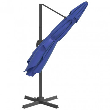 Umbrelă suspendată, stâlp aluminiu, albastru azuriu, 400x300 cm - Img 7