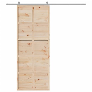 Ușă de hambar, 80x208 cm, lemn masiv de pin - Img 3