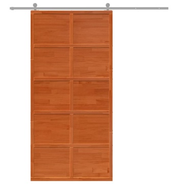 Ușă de hambar, maro ceruit, 100x208 cm, lemn masiv de pin - Img 3