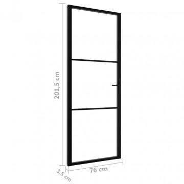 Ușă de interior, negru, 76x201,5 cm, sticlă ESG și aluminiu - Img 5