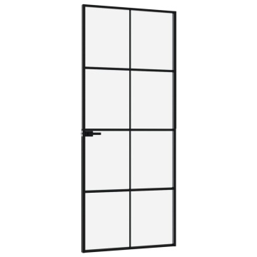 Ușă de interior negru 83x201,5 cm sticlă securiz./aluminiu slim - Img 4