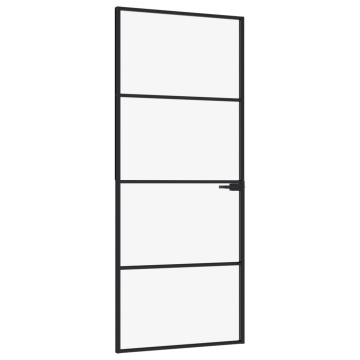 Ușă de interior negru 83x201,5 cm sticlă securiz./aluminiu slim - Img 2