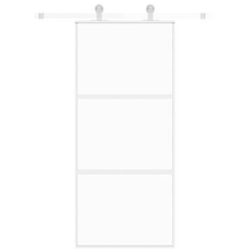 Ușă glisantă, alb, 90x205 cm, sticlă securizată/aluminiu - Img 3
