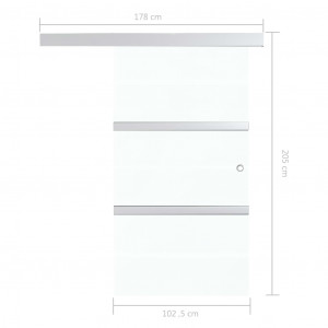 Ușă glisantă, argintiu,102,5 x 205 cm, sticlă ESG și aluminiu - Img 6