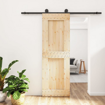 Ușă glisantă cu set de feronerie 70x210 cm, lemn masiv de pin - Img 1