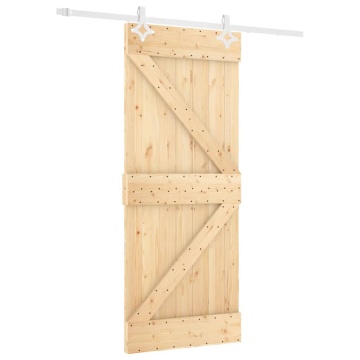 Ușă glisantă cu set de feronerie 80x210 cm, lemn masiv de pin - Img 2
