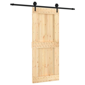 Ușă glisantă cu set de feronerie 85x210 cm, lemn masiv de pin - Img 2
