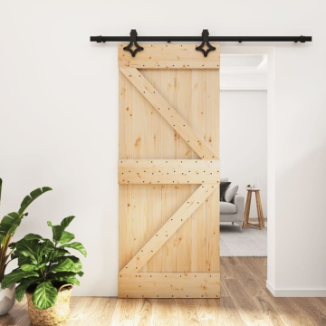 Ușă glisantă cu set de feronerie 85x210 cm, lemn masiv de pin - Img 1