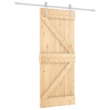 Ușă glisantă cu set de feronerie 85x210 cm, lemn masiv de pin - Img 2