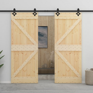 Ușă glisantă cu set feronerie, 90 x 210 cm, lemn masiv de pin - Img 1