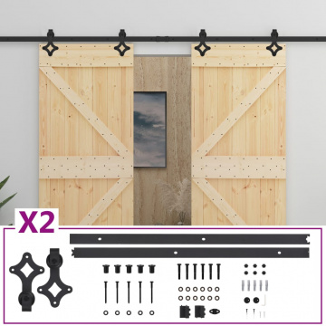 Ușă glisantă cu set feronerie, 90 x 210 cm, lemn masiv de pin - Img 2