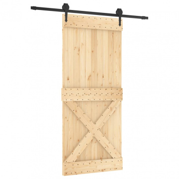 Ușă glisantă cu set feronerie, 90x210 cm, lemn masiv de pin - Img 2