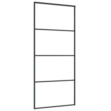 Ușă glisantă, negru, 90x205 cm, sticlă ESG mată și aluminiu - Img 3