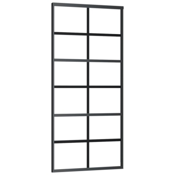 Ușă glisantă, negru, 90x205 cm, sticlă ESG și aluminiu - Img 2