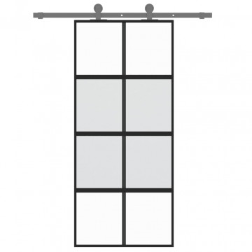 Ușă glisantă, negru, 90x205 cm, sticlă securizată și aluminiu - Img 3