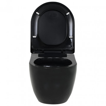 Vas de toaletă suspendat cu rezervor încastrat, negru, ceramică - Img 8