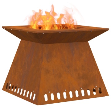 Vatră de foc, 60x60x50 cm, oțel corten - Img 3
