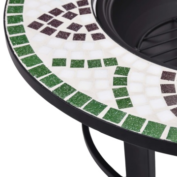 Vatră de foc cu mozaic, verde, 68 cm, ceramică - Img 9