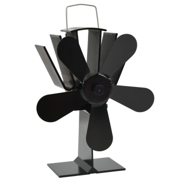 Ventilator de sobă cu alimentare termică, 5 palete, negru - Img 2