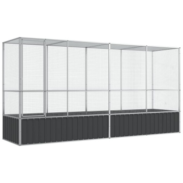 Voliera de păsări cu extensie, argintiu, 418,5x107x212 cm, oțel - Img 2