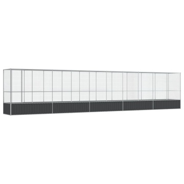 Voliera păsări cu extensie, argintiu, 1042,5x107x212 cm, oțel - Img 2