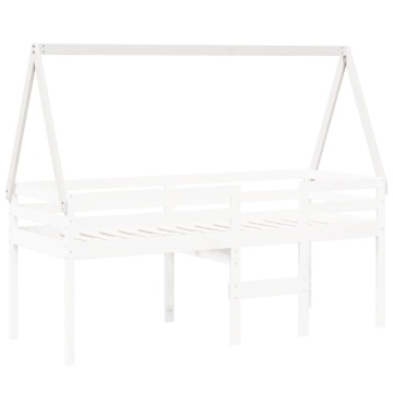 Acoperiș Pat Copii, alb, 209x85,5x88 cm Lemn Mass Pin - Img 3