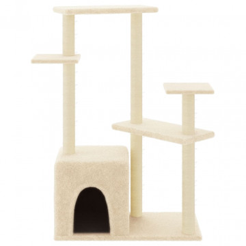 Ansamblu de pisici cu stâlpi din funie de sisal, crem, 107,5 cm - Img 3