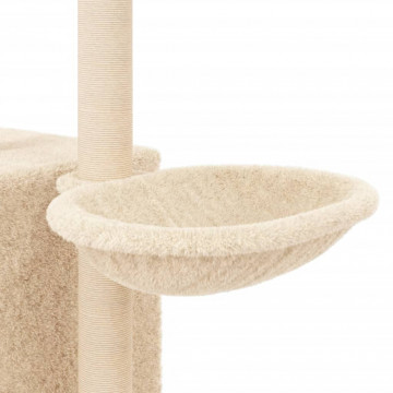 Ansamblu de pisici cu stâlpi din funie de sisal, crem, 145 cm - Img 7