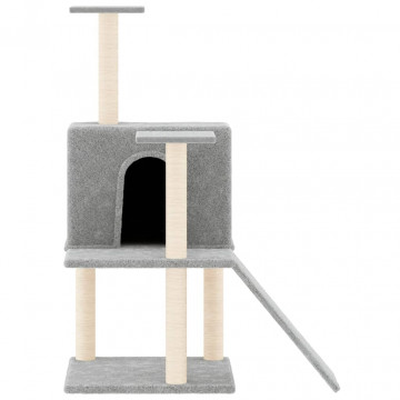 Ansamblu de pisici, stâlpi din funie sisal, gri deschis, 109 cm - Img 3