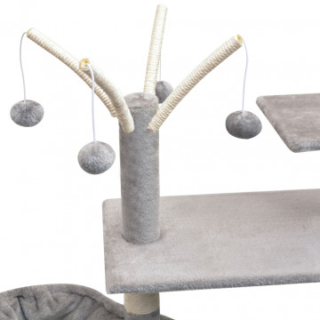 Ansamblu pentru pisici cu funie de sisal, 125 cm, gri - Img 4