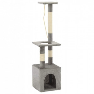 Ansamblu pentru pisici cu stâlpi din funie de sisal, 109 cm gri - Img 3