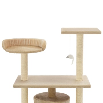 Ansamblu pentru pisici cu stâlpi din funie de sisal, 95 cm Bej - Img 4