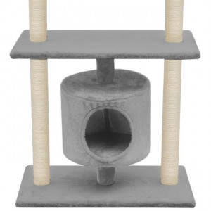 Ansamblu pentru pisici cu stâlpi din funie de sisal, 95 cm Gri - Img 4