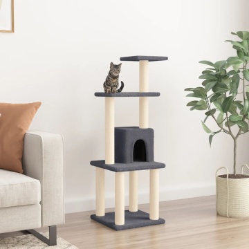 Ansamblu pisici cu stâlpi din funie de sisal, gri închis 105 cm - Img 1
