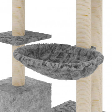 Ansamblu pisici cu stâlpi din funie sisal, gri deschis, 142 cm - Img 5