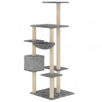 Ansamblu pisici cu stâlpi din funie sisal, gri deschis, 142 cm - Img 7