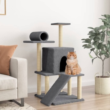 Ansamblu pisici cu stâlpi din funie sisal, gri închis, 110,5 cm - Img 1