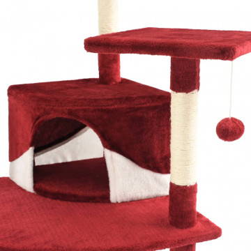 Ansamblu pisici, stâlpi din funie de sisal 203 cm Roșu și Alb - Img 5