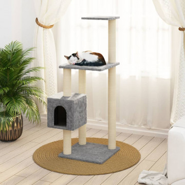 Ansamblu pisici, stâlpi din funie sisal, gri deschis, 104 cm - Img 1