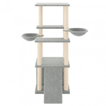 Ansamblu pisici, stâlpi din funie sisal, gri deschis, 133 cm - Img 3