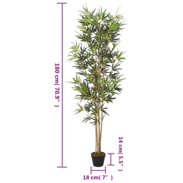 Arbore din bambus artificial 1104 de frunze 180 cm verde - Img 4