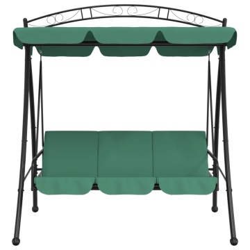 Balansoar de grădină cu baldachin verde 198 cm țesătură și oțel - Img 3