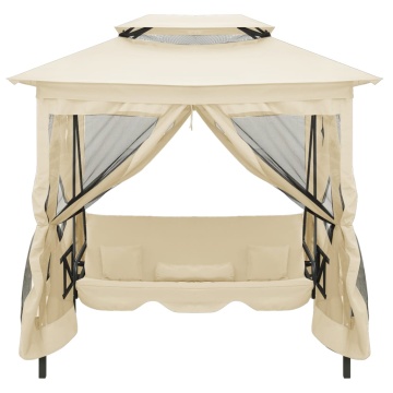 Balansoar extensibil cu pavilion, alb crem - Img 2