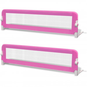 Balustradă de pat protecție copii, 2 buc., roz, 150 x 42 cm - Img 2