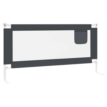 Balustradă de protecție pat copii, gri închis, 180x25 cm textil - Img 3