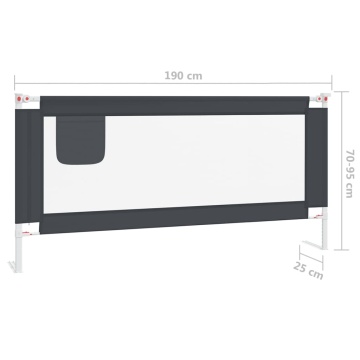 Balustradă de protecție pat copii, gri închis, 190x25 cm textil - Img 7