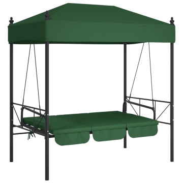Bancă balansoar de grădină cu copertină, verde, oțel - Img 4